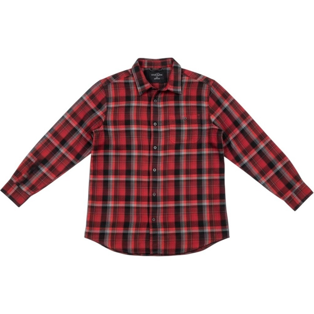 Eddie Bauer Mens XL Plaid Button Down Shirt Red Black Long Sleeve 1090473